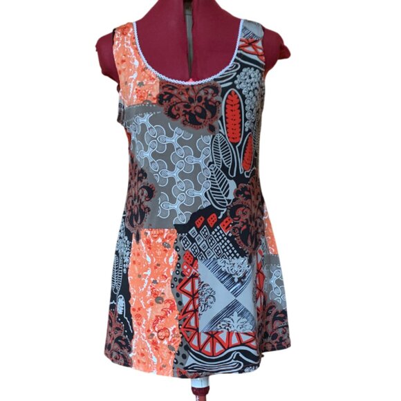 GITANE - Colorful Sleeveless Patchwork Dress - large - Picture 1 of 11